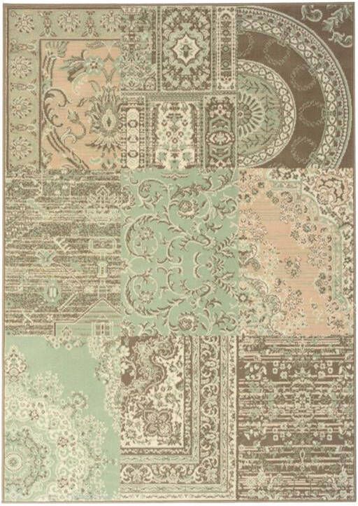 Tapeso Vloerkleed patchwork Ease Agatha zachtgroen 160x230 cm