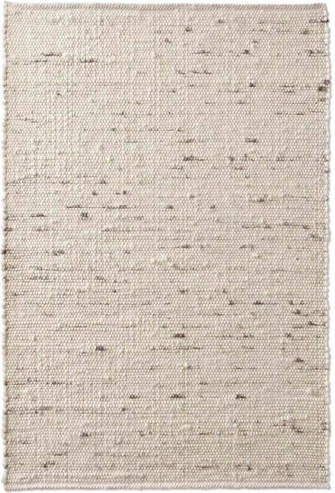Tapeso Wollen vloerkleed handweef Oslo crème|grijs 70x240 cm