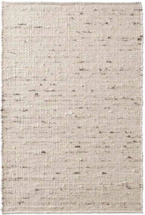 Tapeso Wollen vloerkleed handweef Oslo crème|grijs 90x160 cm