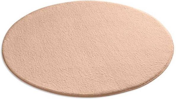 Tapeso Zacht rond vloerkleed Loft beige wasbaar 30°C 120 cm rond