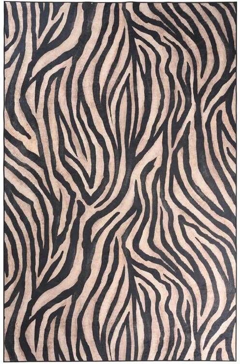 Tapeso Zebra vloerkleed wasbaar Moderna zwart|bruin 80x150 cm