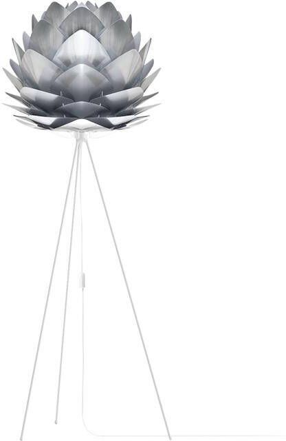 Umage Silvia Medium vloerlamp brushed steel met tripod wit Ø 50 cm
