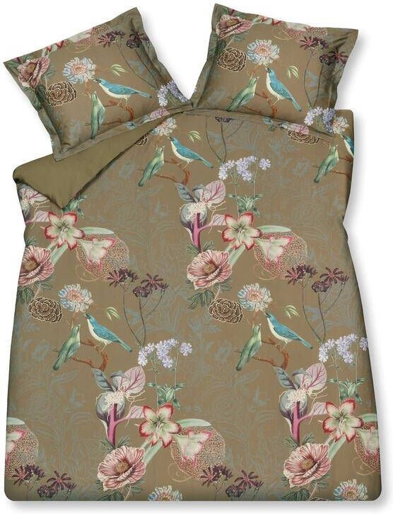 Vandyck Dekbedovertrek Floral Bird Multi | Groen | Satijnkatoen