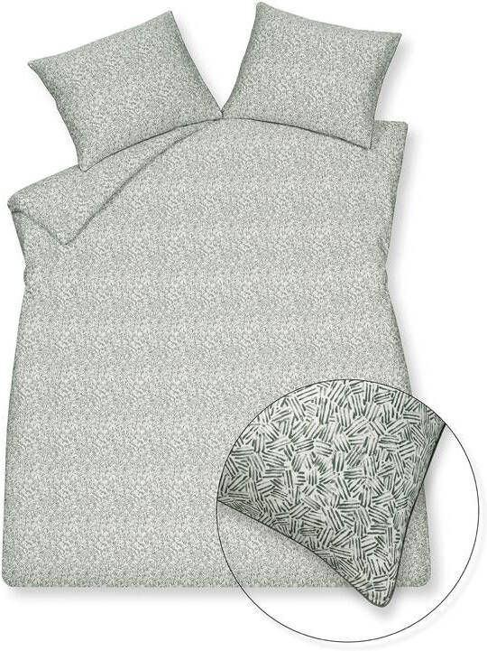 Vandyck Dekbedovertrek Home Sage Green | 140 cm x 220 cm | Wit | Groen