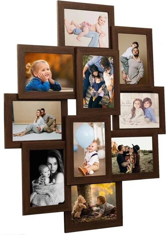 VidaXL Fotolijst voor 10x(10x15 cm) foto MDF donkerbruin
