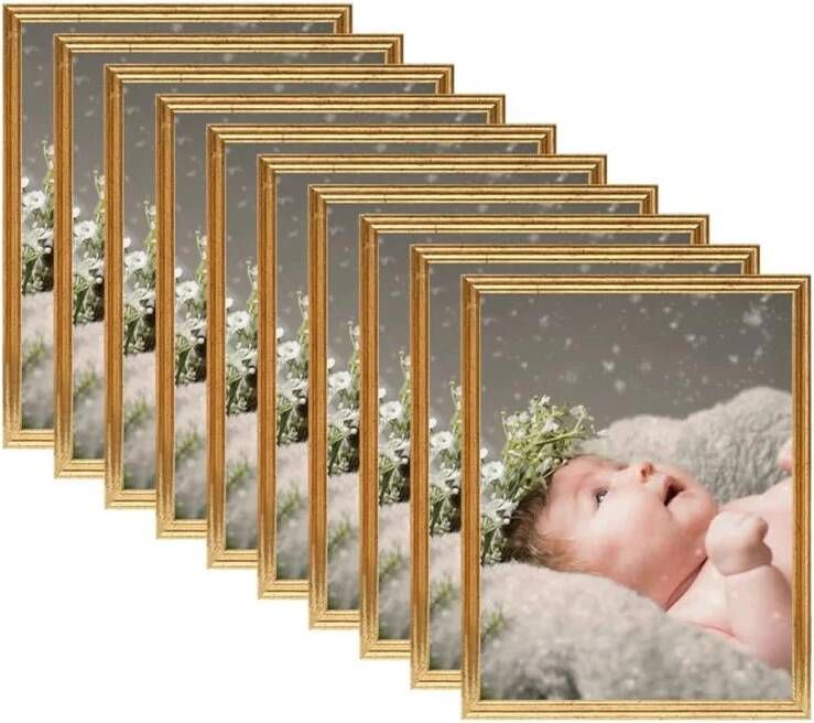 VidaXL Fotolijsten 10 st voor tafel 13x18 cm MDF goudkleurig