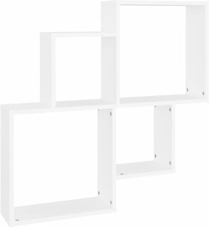 VidaXL Wandschap kubus 80x15x78 5 cm bewerkt hout wit
