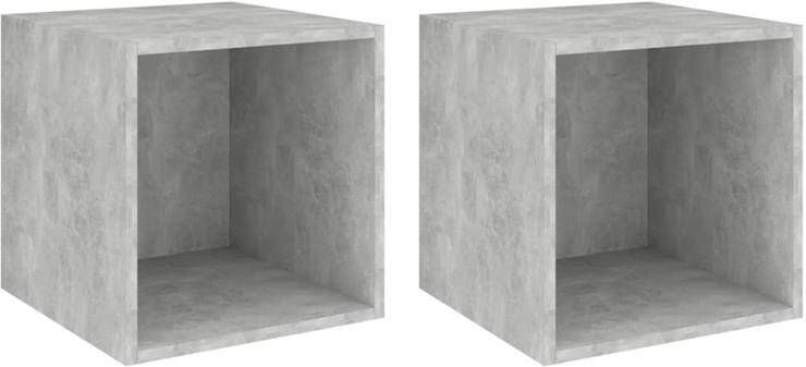 VidaXL Wandkasten 2 st 37x37x37 cm spaanplaat betongrijs
