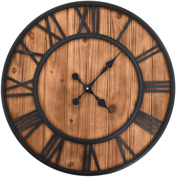 VidaXL Wandklok vintage-stijl quartz-mechanisme XXL 60 cm hout metaal