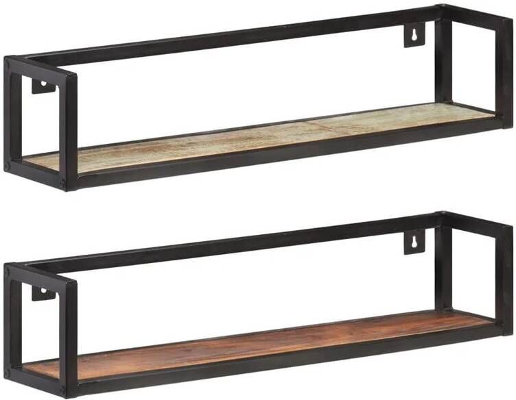 VidaXL Wandschappen 2 st 80 cm massief gerecycled hout