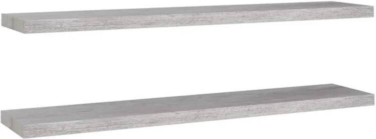 VidaXL Wandschappen zwevend 2 st 120x23 5x3 8 cm MDF betongrijs