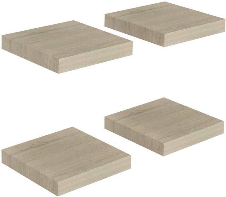 VidaXL Wandschappen zwevend 4 st 23x23 5x3 8 cm MDF eikenkleurig