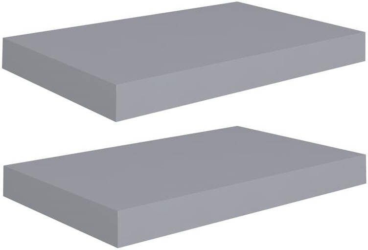 VidaXL Wandschappen zwevend 2 st 40x23x3 8 cm MDF grijs