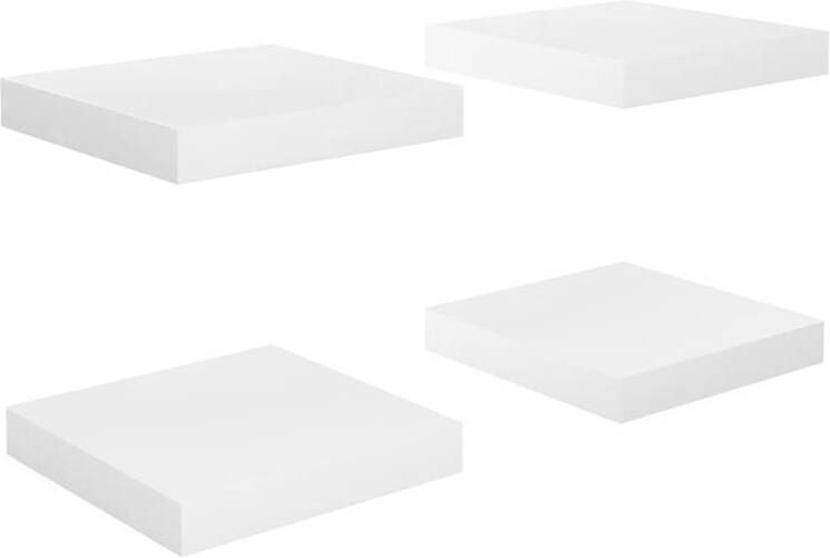 VidaXL Wandschappen zwevend 4 st 23x23 5x3 8 cm MDF hoogglans wit