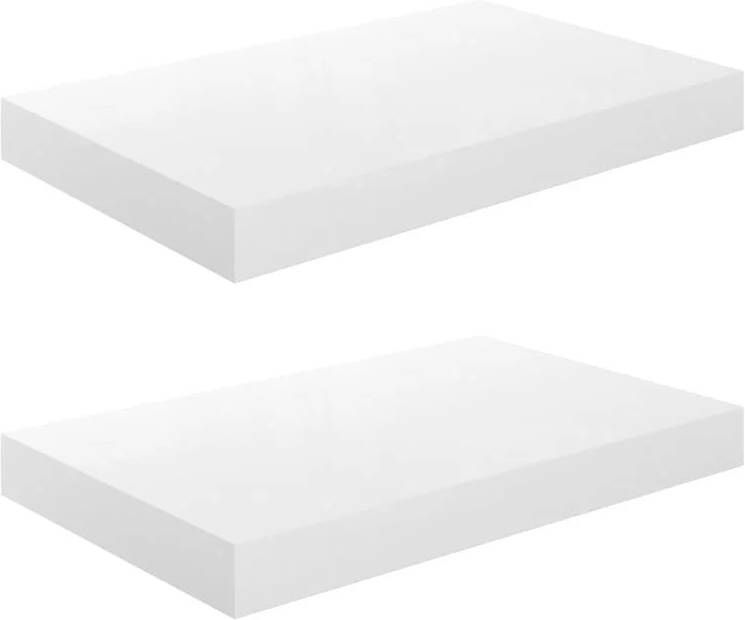 VidaXL Wandschappen zwevend 2 st 40x23x3 8 cm MDF hoogglans wit