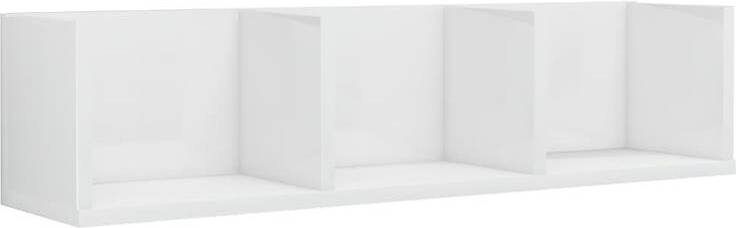 VidaXL Cd-wandschap 75x18x18 cm bewerkt hout hoogglans wit