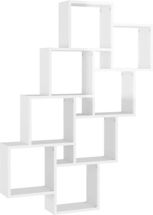 VidaXL Wandschap kubus 90x15x119 cm spaanplaat hoogglans wit