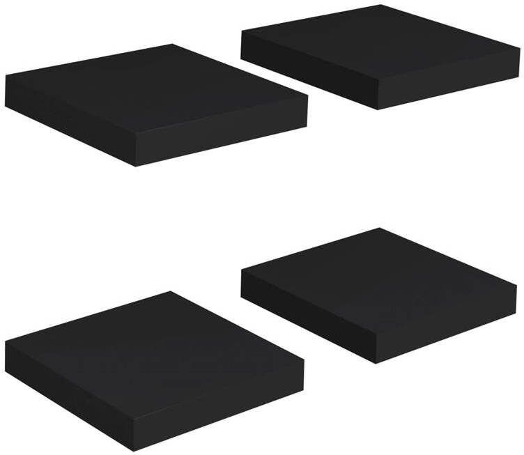 VidaXL Wandschappen zwevend 4 st 23x23 5x3 8 cm MDF zwart