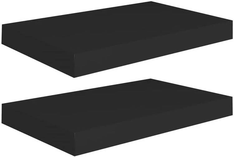 VidaXL Wandschappen zwevend 2 st 40x23x3 8 cm MDF zwart