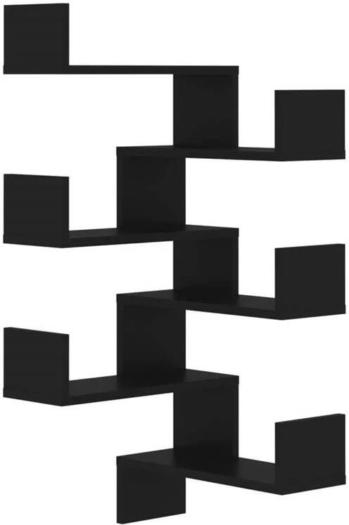VidaXL Hoekwandschappen 2 st 40x40x50 cm spaanplaat zwart