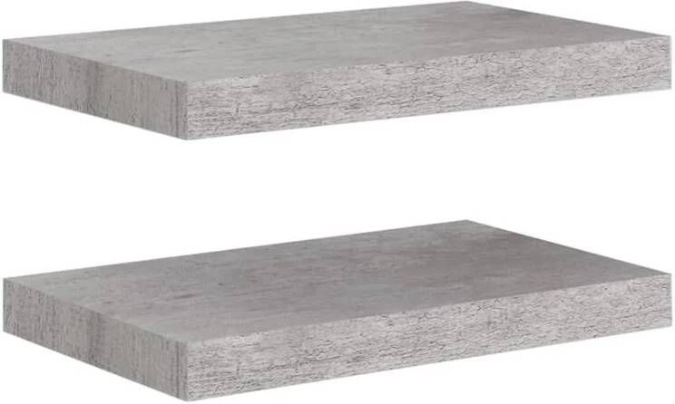 VidaXL Wandschappen 2 st zwevend 40x23x3 8 cm MDF betongrijs