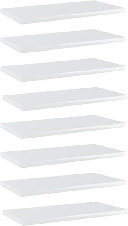 VidaXL Wandschappen 8 st 40x20x1 5 cm spaanplaat hoogglans wit