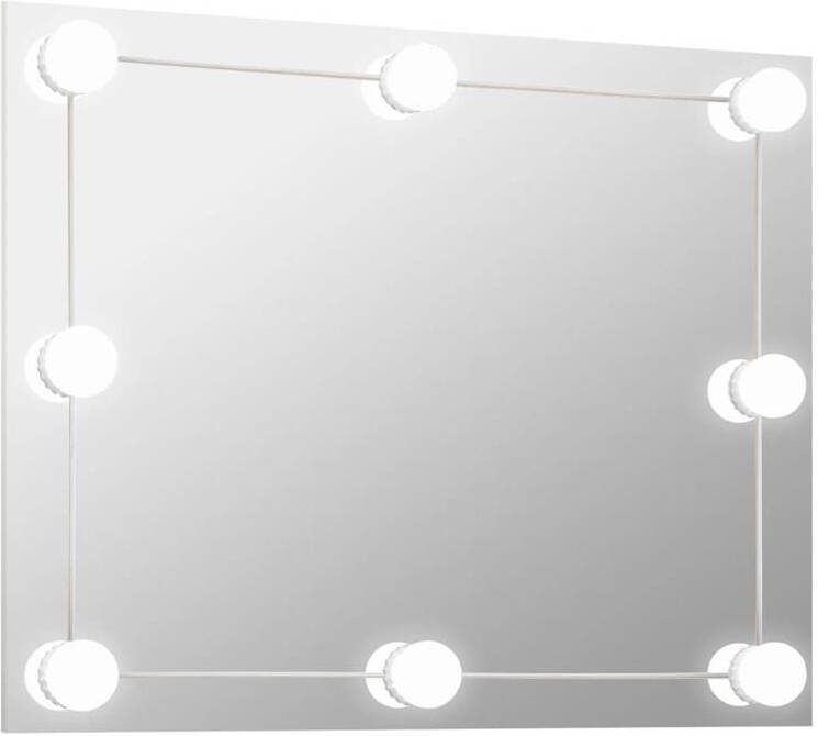 VidaXL Wandspiegel zonder lijst met LED-lampen rechthoekig glas