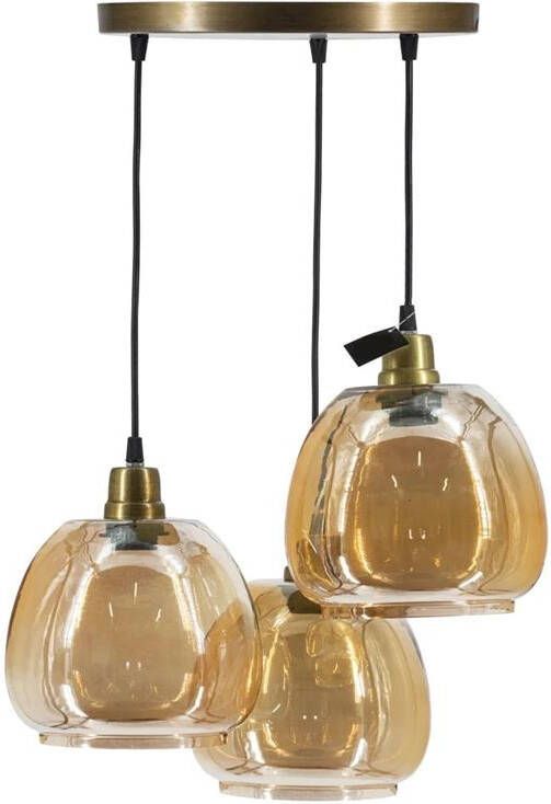Vtw Living Sfeervolle Hanglamp 3 Bollen Glas Goud 30 x 30 x 4 cm