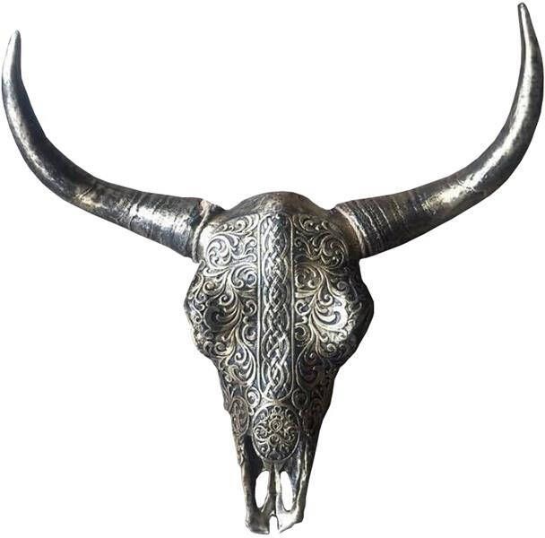 Vtw Living Skull Decoratie Buffel schedel skull bedrukt groot brons