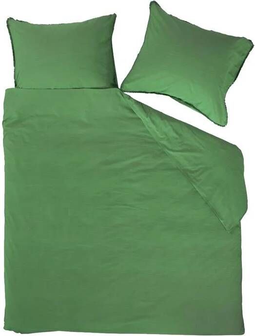 Vtwonen Natural Stone Fraying Dekbedovertrek 200 x 200 220 cm Groen