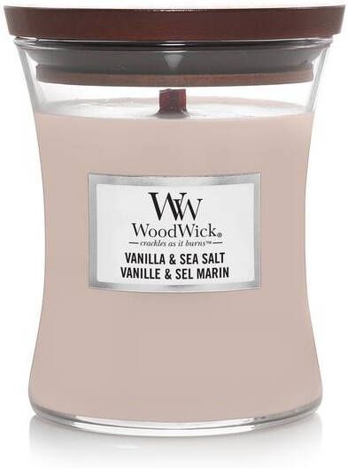 WoodWick Geurkaars Medium Vanilla & Sea Salt 11 cm | ø 10 cm