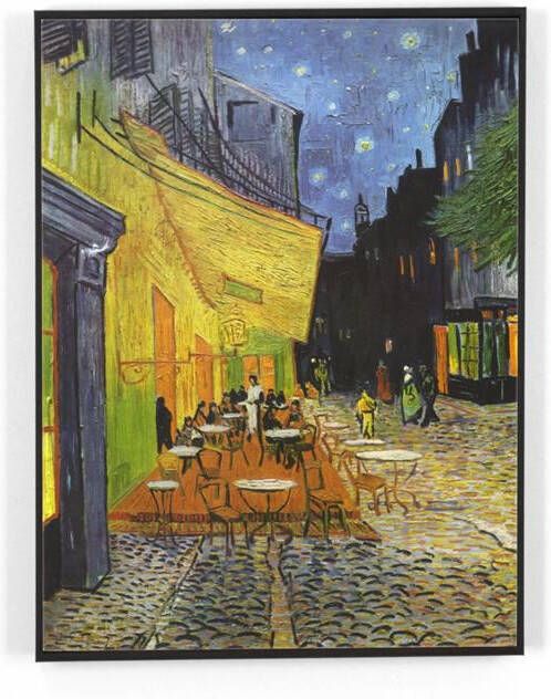 Woonexpress Schilderij Terras Bij Nacht Multicolor Canvas