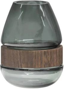 Woood Exclusive Vaas Dave Glas|Hout Blauw|Groen 19x15x15