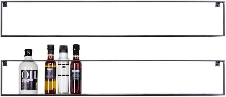 Woood Meert Wandplank 100 cm Metaal Zwart Set van 2