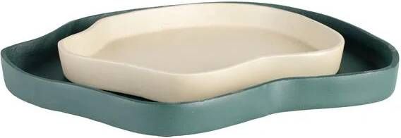 Zuiver Revolt Trays| Plateau Organisch Groen|Ivoor Set of 2