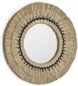Kave Home Akila ronde spiegel natuurvezels beige en zwart katoenen touw Ø 60 cm