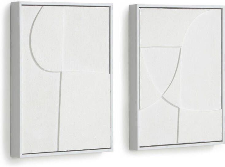 Kave Home Beija Set beija met twee witte kunstwerken 32 x 42 cm