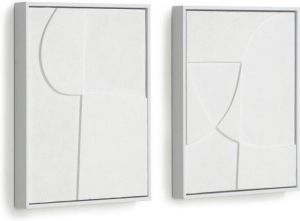 Kave Home Beija Set beija met twee witte kunstwerken 32 x 42 cm