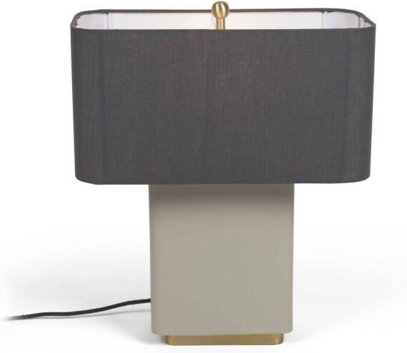 Kave Home Lamp Clelia Metalen tafellamp clelia met een beige en donkergrijze afwerking