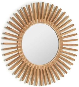 Kave Home Ena ronde spiegel massief teakhout Ø 79 cm