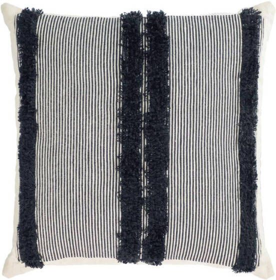 Kave Home Woon Accessoires Margarte Kussenhoes margarte 100% katoen met zwarte en witte strepen 45 x 45 cm