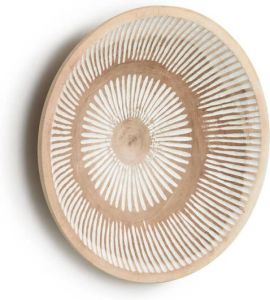 Kave Home Melisa wandpaneel massief houten mungur met witte strepen Ø 49 cm