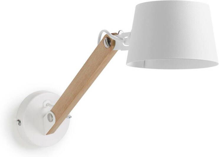 Kave Home Lamp Muse wandlamp in beukenhout en staal met witte afwerking