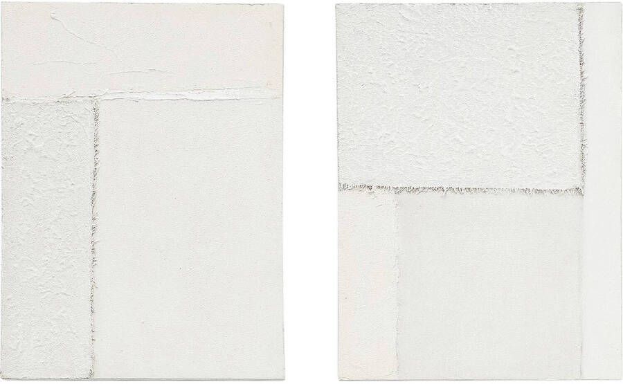 Kave Home Set Pineda van 2 witte abstracte doeken 30 x 40 cm