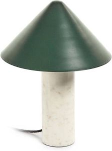Kave Home Valentine tafellamp in wit marmer en metaal met groene