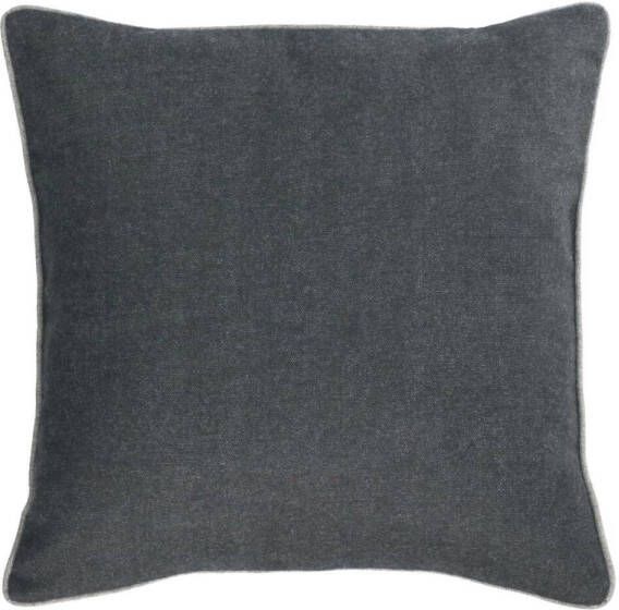 Kave Home Woon Accessoires Alcara Kussenhoes alcara zwart met grijze rand 45 x 45 cm