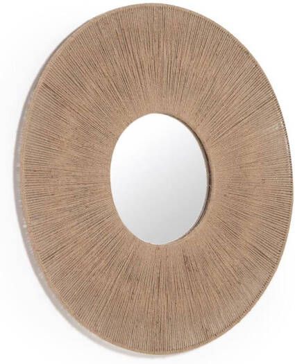 Kave Home Woon Accessoires Damira ronde spiegel in jute met natuurlijke afwerking Ø 60 cm