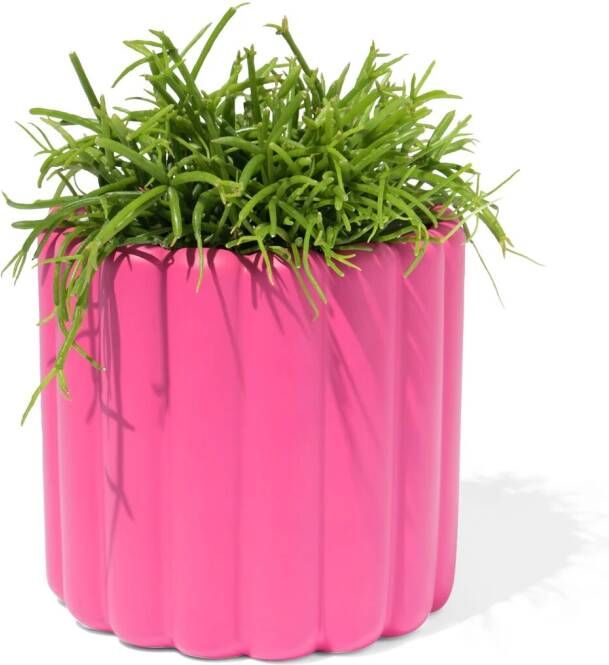 HEMA Bloempot Ø12x11.5cm Keramiek Ribbel Roze (felroze)