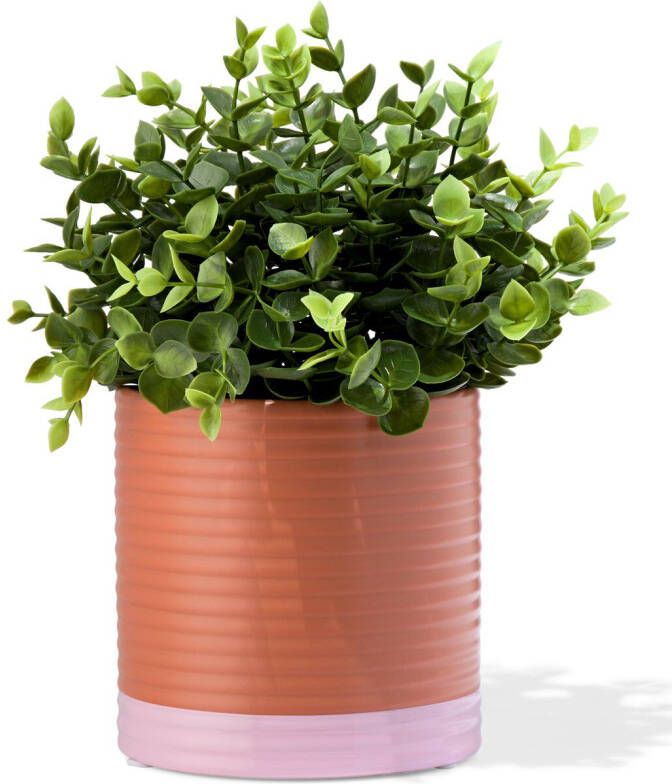 HEMA Bloempot Ø12x14cm Keramiek Ribbel Terra (terra)