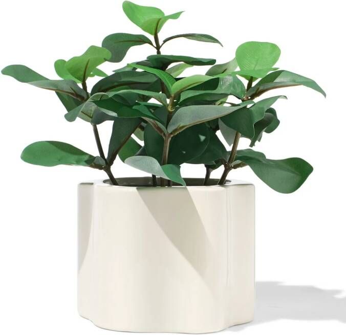 HEMA Bloempot 17.9x12.5x13.6cm Keramiek Golvend Crème (creme)